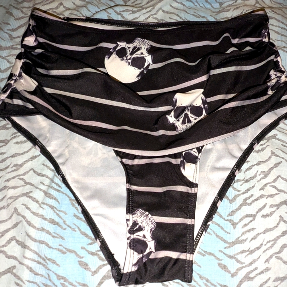 Gothic Skull Print Bikini Bottom